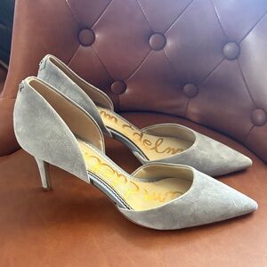 Sam Edelman Light Gray Suede D'Orsay Pointed-Toe Heels ($89.99)
